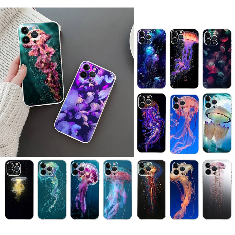 

Phone Case For iphone 14 Pro Max 13 12 11 Pro Max XS XR X 12mini 7 8 Plus SE Jellyfish Case Funda
