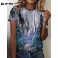 ladies patchwork basic tops women fashion 3d print t shirt femme tees pullovers summer loose tees shirt womens clothing 2022