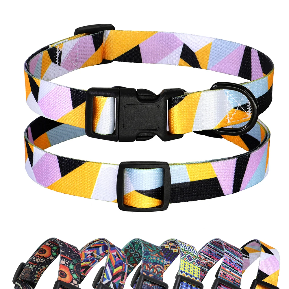 

Indian Style Nylon Dog Collar Padded Colorful Bohemia Puppy Cat Collars New Dog Collars for Small Medium Large Dog Pet Supplies