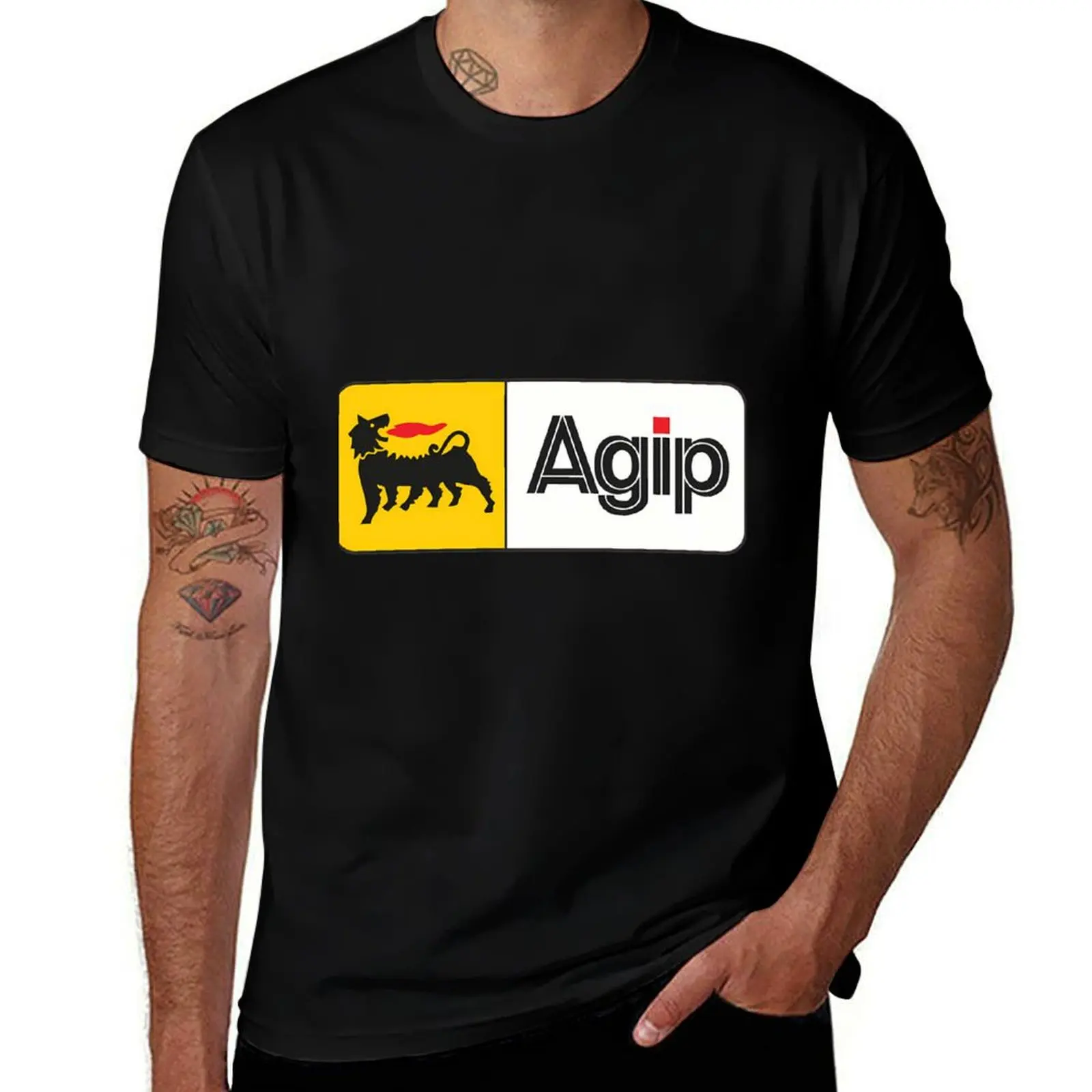 Фото Футболка с логотипом Agip, простая, модная, повседневная футболка №1
