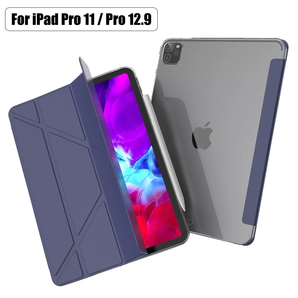 

Чехол для iPad Pro 11 2020 2021 Pro 12,9 для iPad Pro 12,9 2018 прозрачный чехол Прозрачный многослойный метод складывания задняя крышка чехол для iPad