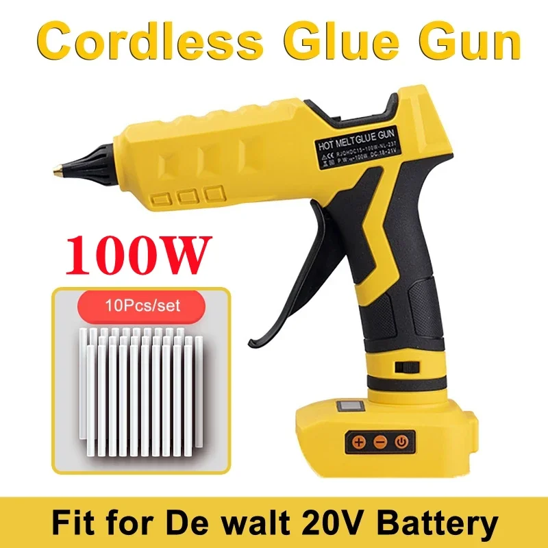 Фото Беспроводной пистолет для горячего клея для аккумулятора DeWalt 18 В 20 В (только инструмент) с 20 шт. полноразмерными клейовыми палочками для художественных ремесел, инструмент для ремонта «сделай сам» №1