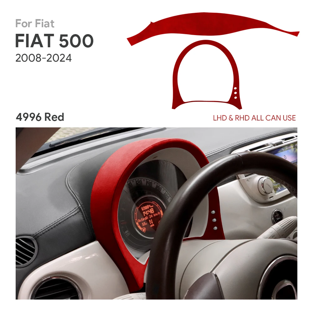 

Верхняя замшевая наклейка на спидометр для Fiat 500 2008 2009 2010 2011 2012 2013 2014 2015 2016-2019 2020 2021 2022 2023 2024