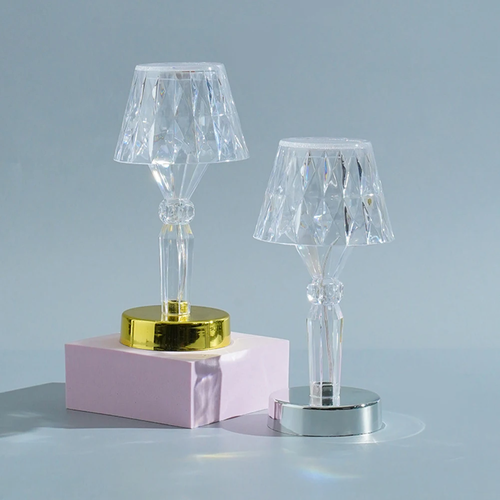 

Creative Diamond Table Lamp Romantic Atmosphere Crystal Lamp Night Light Transparent Acrylic Lightweight for Bedroom Bedside Bar