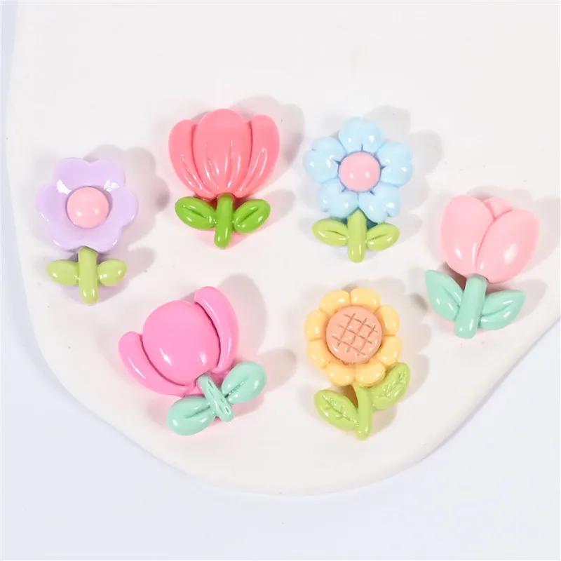 

10pcs New Cute Cartoon Flower Flatback Resin Patch DIY Phone Case Hairpin Earrings Charm Craft Making R198