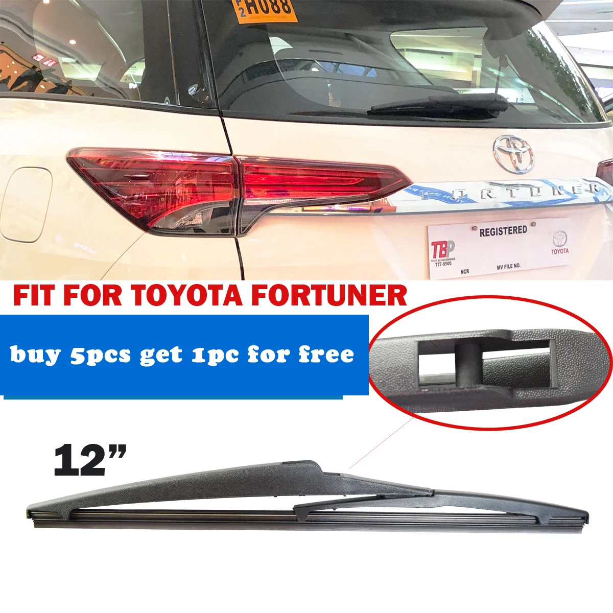 

1PC Car Rear Wiper Blade 12" Windscreen Windshield Auto for Toyota Fortuner 2016-2022 YC102008-1