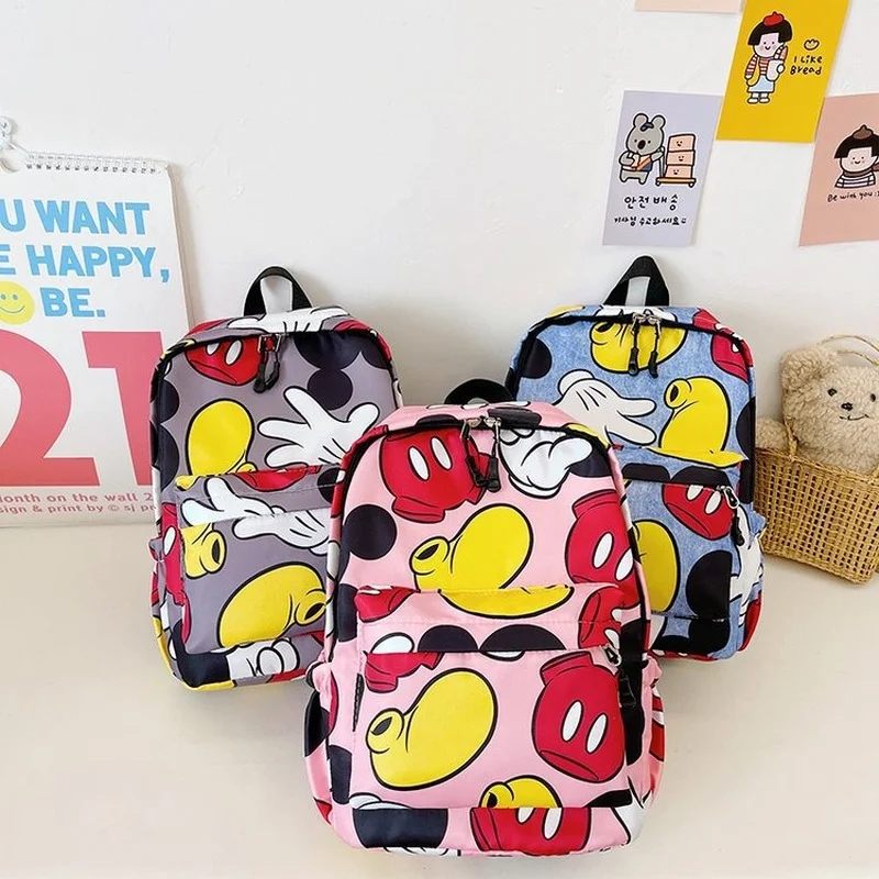 New Kindergarten Schoolbag Children 4-6y Boys Girls Cute Cartoon Mickey Minnie Mouse Toddler Backpack Kids Princess Snack Bags