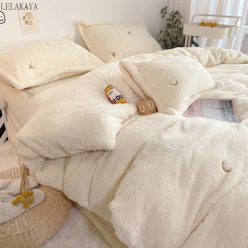 

Пододеяльник Moon Star, теплый флисовый однотонный пододеяльник для спальни, простыня, наволочка