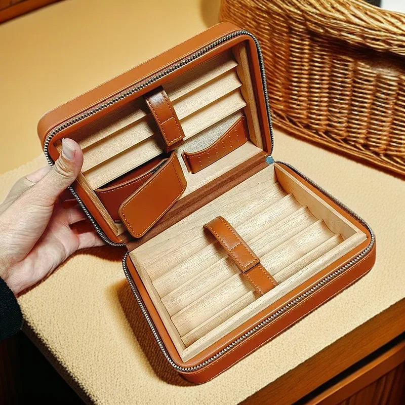 Фото Humidor Кедровый кожаный увлажняющий крем Портативный восьми упаковок сигар №2