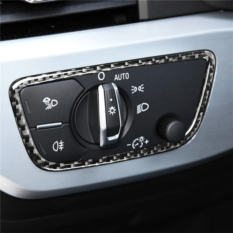 

For Audi A4 B9 RS4 S4 2017 2018 2019 Carbon Fiber Headlight Switch Stickers Trim Strip Car Interior Decorative Accessories