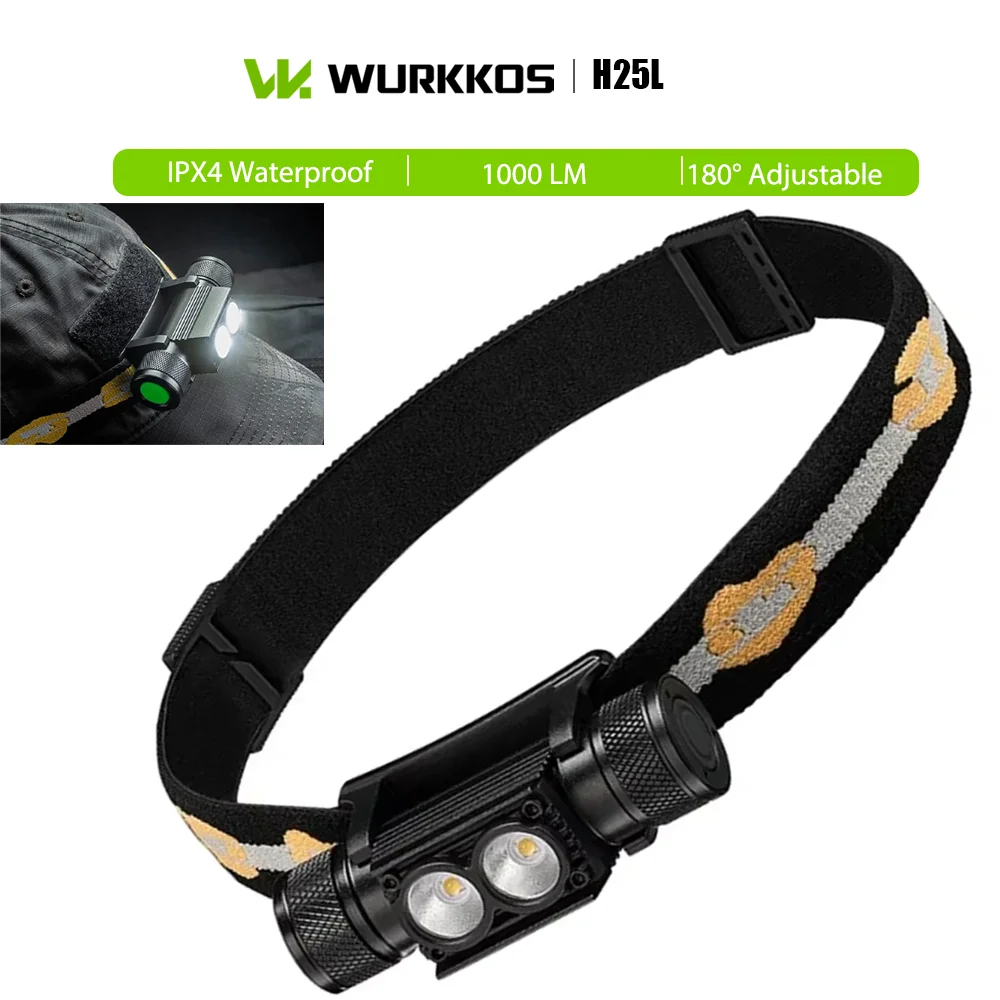 Фото Налобный фонарь Wurkkos H25L: легкий, портативный, перезаряжаемый, водонепроницаемый (IPX4), 1000 люмен, 180° угол освещения ° Регулируемый, для кемпинга и походов №1