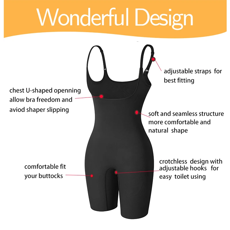 Shapewear Bodysuit for Women Tummy Control Thigh Slimmer Body Shaper Women's Binders and Shapers Underwear Corset Belly Fajas