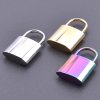 5pcs 100 rainbow gold silver color stainless steel lock charms pendant accessory necklace keychain diy jewelry making bulk
