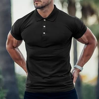2022 new 35 cotton casual lapel button short sleeve business black monochrome polo shirt men s 3xl