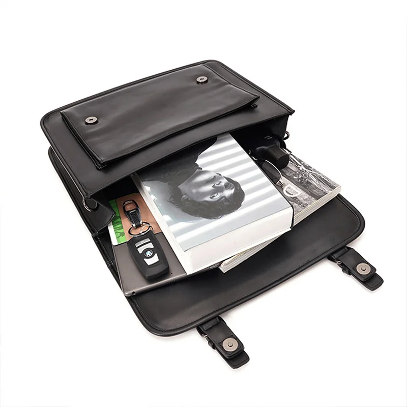 Office PU Leather Men Briefcase Business Hand Tote Bag Male Large Capacity Laptop Backpack Vintage Shoulder Messenger Bag