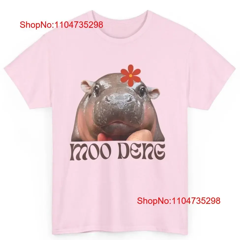 Фото Moo Deng Cute Baby Pygmy Hippo Thai Zoo Meme Хлопковая футболка винтажная стираная удобная дизайнерская одежда homme Stretched Stylish №1
