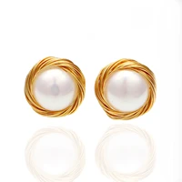 fashion pop diy hand cultured natural freshwater pearl earrings s925 silver ear needle winding earrings wholesale