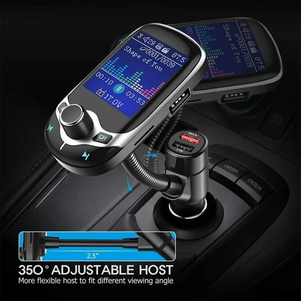 

Автомобильный Mp3 музыкальный плеер гарнитура Bluetooth-совместимый приемник 5,0 Fm-передатчик двойной Usb Qc3.0 зарядное устройство U-диск/tf кардридер