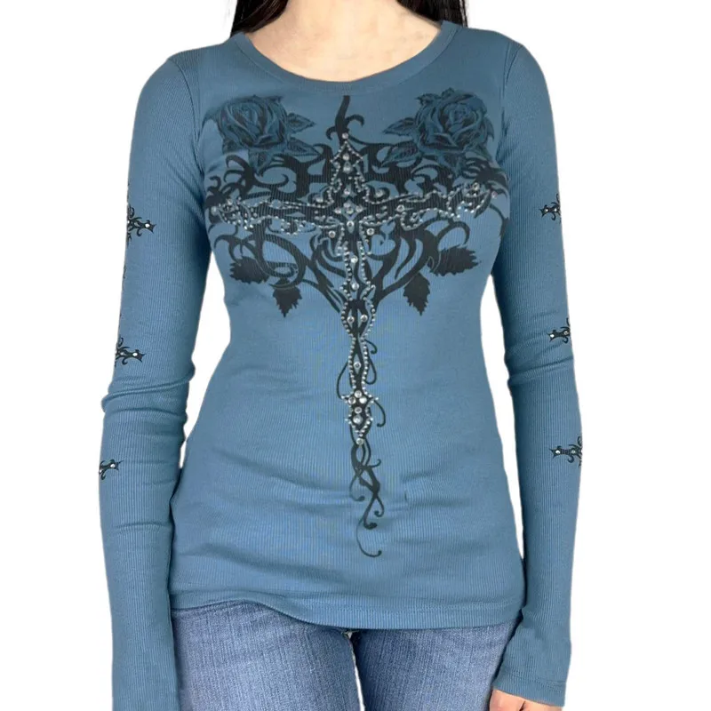 Женские повседневные готические Топы WPNAKS сезон весна-осень одежда y2k облегающая