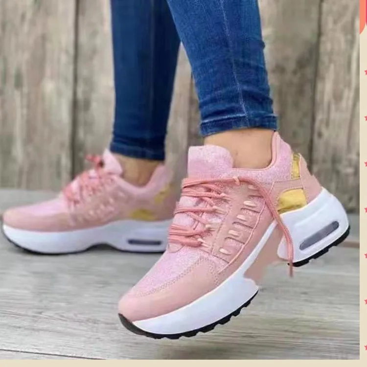 Wedge Heel Platform Sneakers 2022 Spring and Summer New Fashion Plus Size Casual Mesh Breathable Ladies Lace-up Vulcanized Shoes
