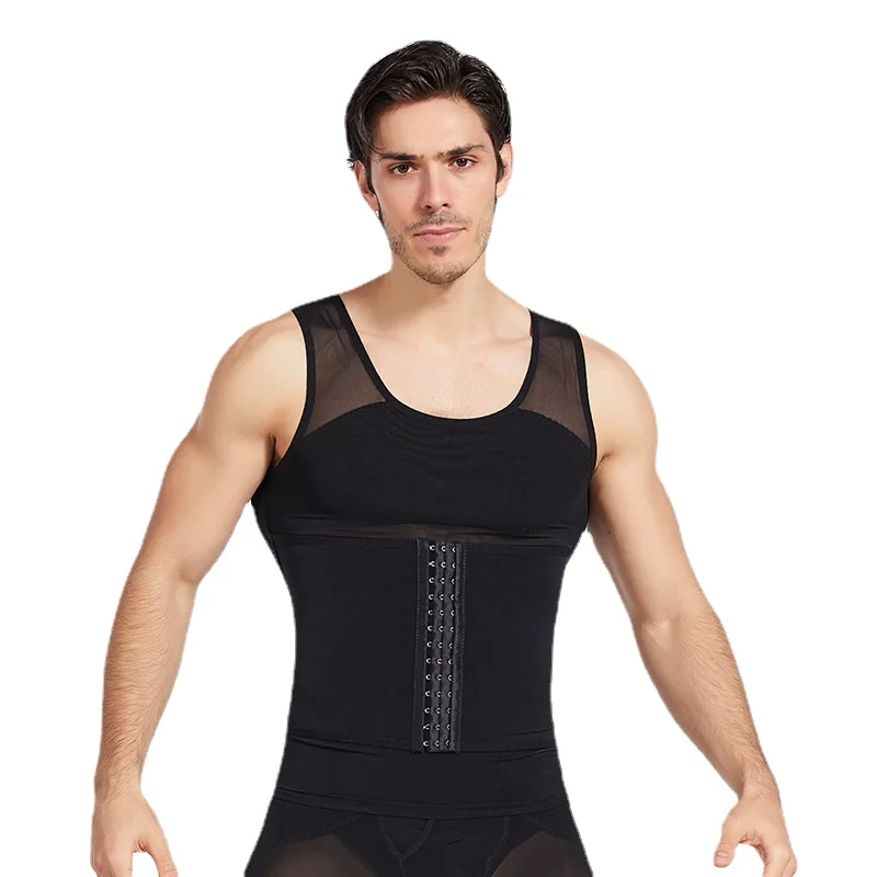 HaleyChan Mens Compression Shirt Slimming Body Shaper Vest Sleeveless Undershirt Tank Top Tummy Control Shapewear for Men Corset