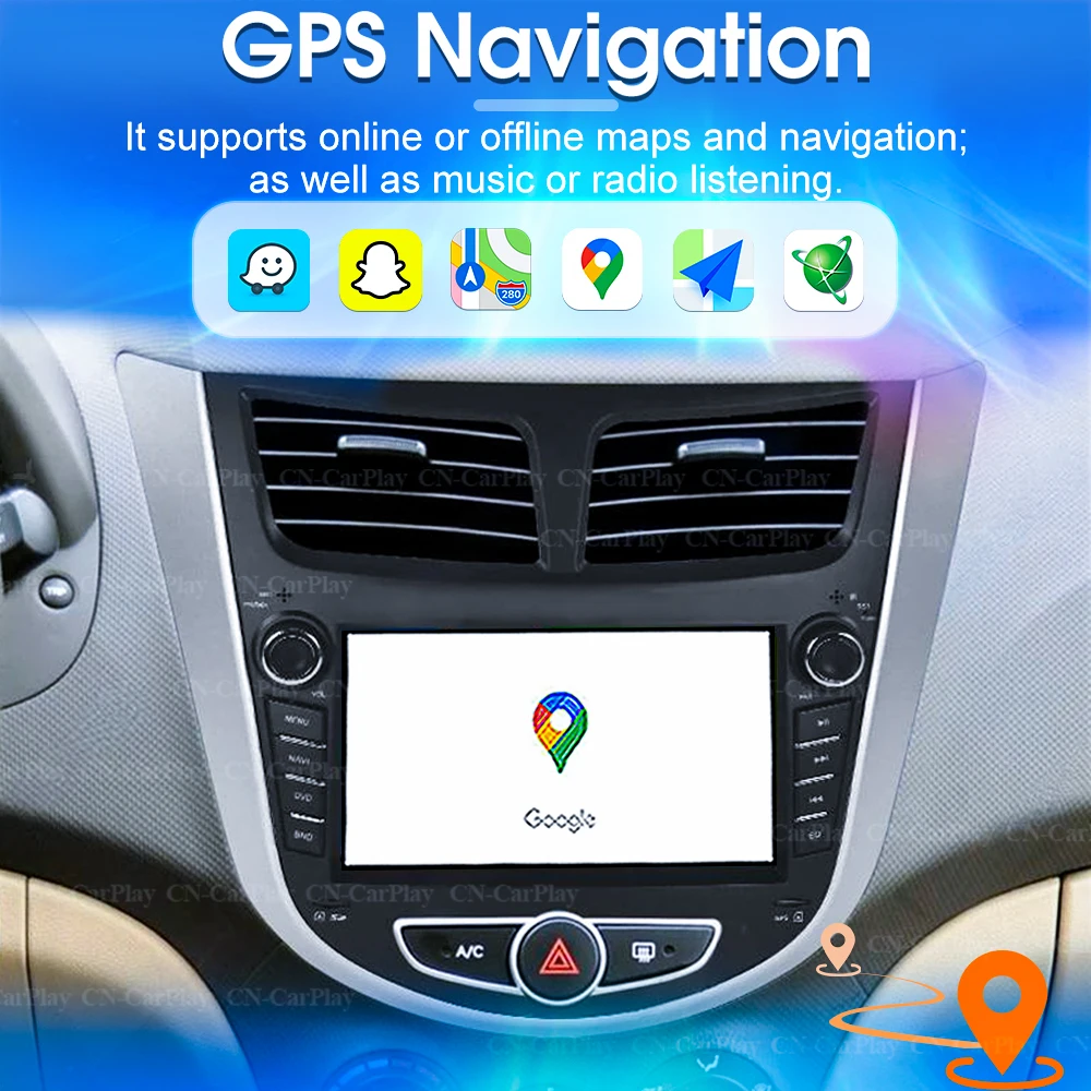 Фото 7-дюймовая автомагнитола Android 16 для Hyundai Solaris Accent 2010-2016 с Carplay, мультимедийный видеоплеер, стереосистема, GPS, без 2DIN №5
