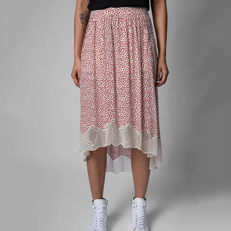 Fashion Woman Skirts Early Spring Summer Zadig Skirts French Vintage Print Skirts Casual Daily Wearing Women Skirts Zv