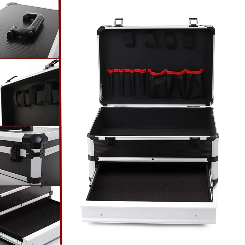 

Drawer Type Aluminum Case Tool Box Organizer Storage Electrician Suitcase for Tool Portable Household Car Maintenance Toolbox