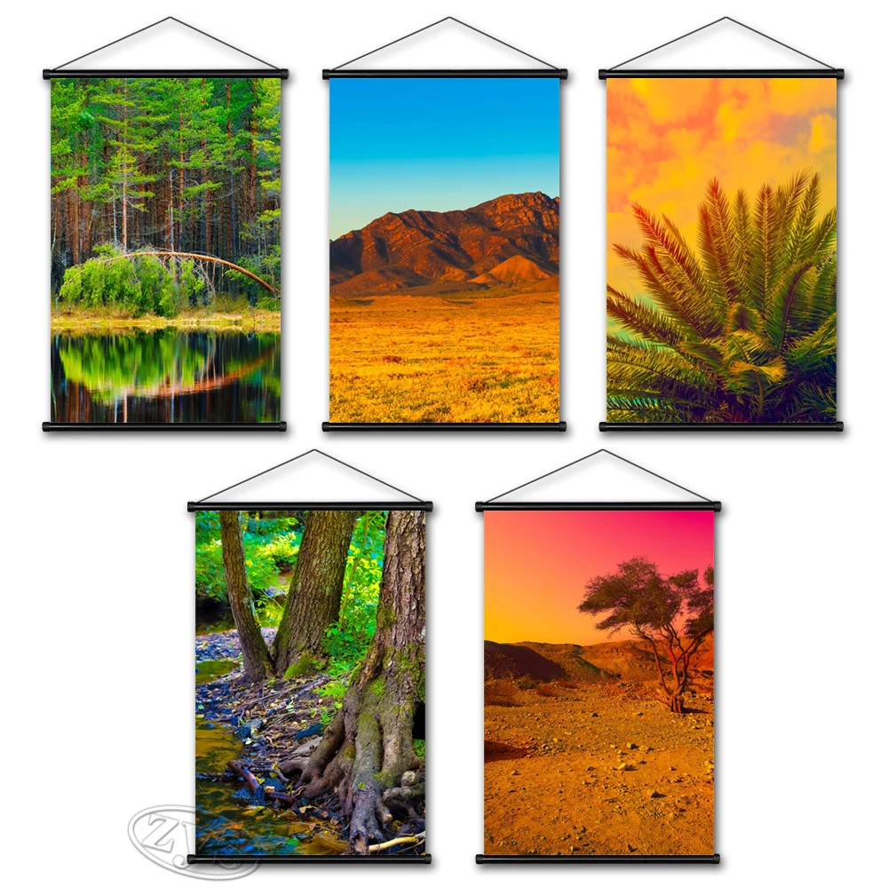

Trees Wall Painting Lake Canvas Modular Mountain Pictures Print Posters Landscape Hanging Scrolls Home Decor Art For Living Room