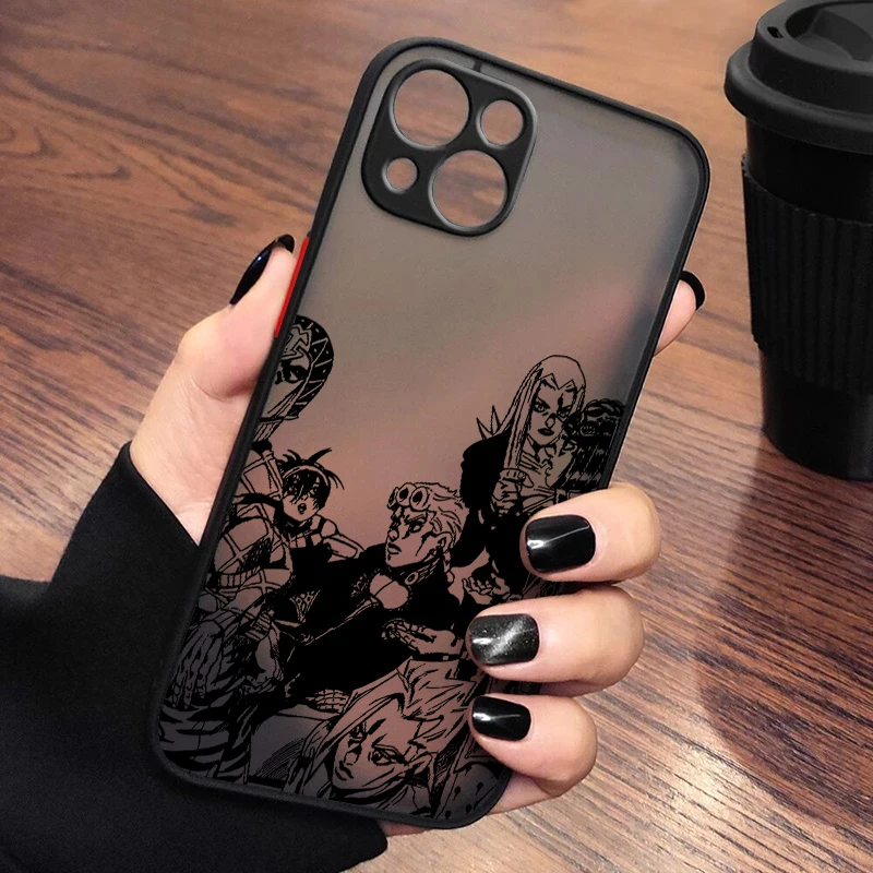 

JoJo's Bizarre Adventure Phone Case For iPhone 14 13 12 11 XS XR Pro MAX 8 7 6 Plus Frosted Translucent Matte Cover