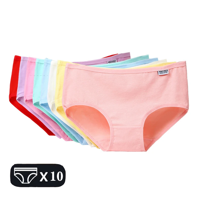 

10Pcs Cotton Panties Women Comfortable Underwears Sexy Middle-Waisted Underpants Female Lingerie Big Size Ladies Briefs M-2XL
