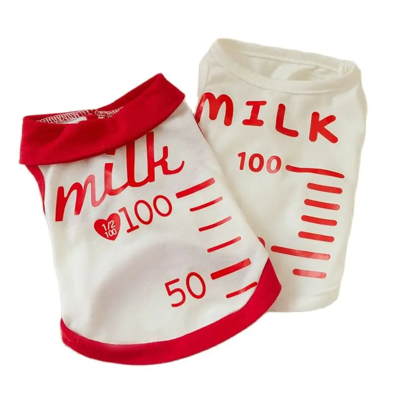 

2023 Red Milk Vest Puppy Breathable Two-foot Clothing Teddy Fashion Summer Dog Clothes Bottle Pet Clothes Bichon Dog Pullover