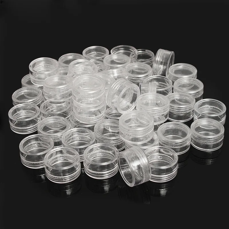 50pc/Lot 5g Sample Clear Cream Jar Mini Cosmetic Bottles Containers Transparent Pot For Nail Arts Small Clear Can Tin For Balm