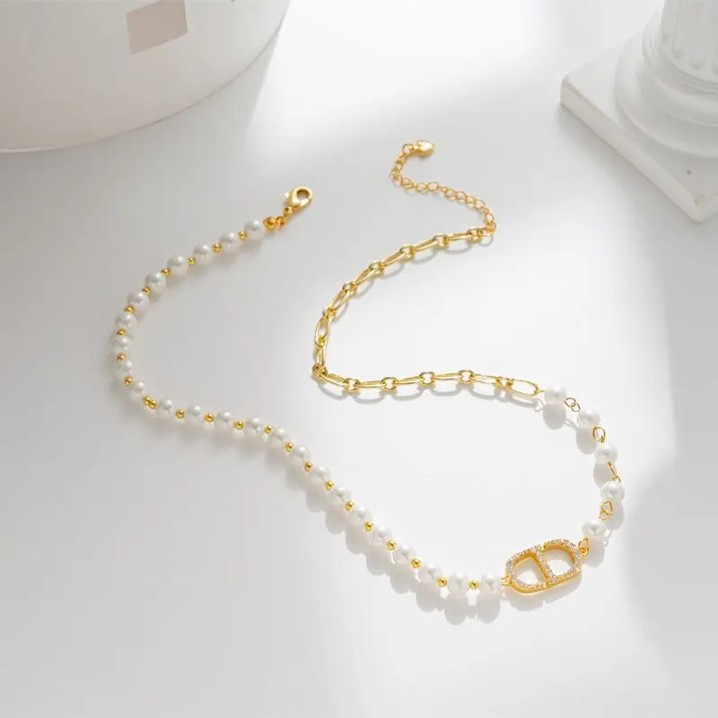 

Pearl Necklace for Women European and American Luxury Sense Celebrity Style Neckchain Retro Versatile Choker Collar Chain
