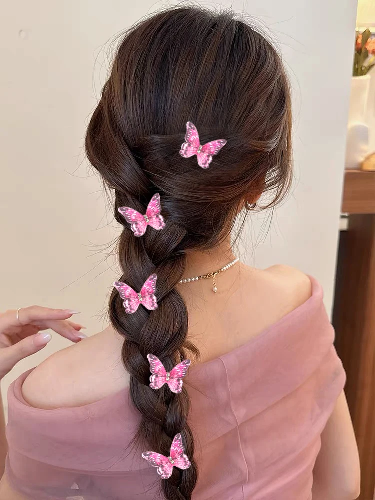 Женская заколка для волос AWAYTR 5 шт. заколка-пряжка с разноцветными бабочками