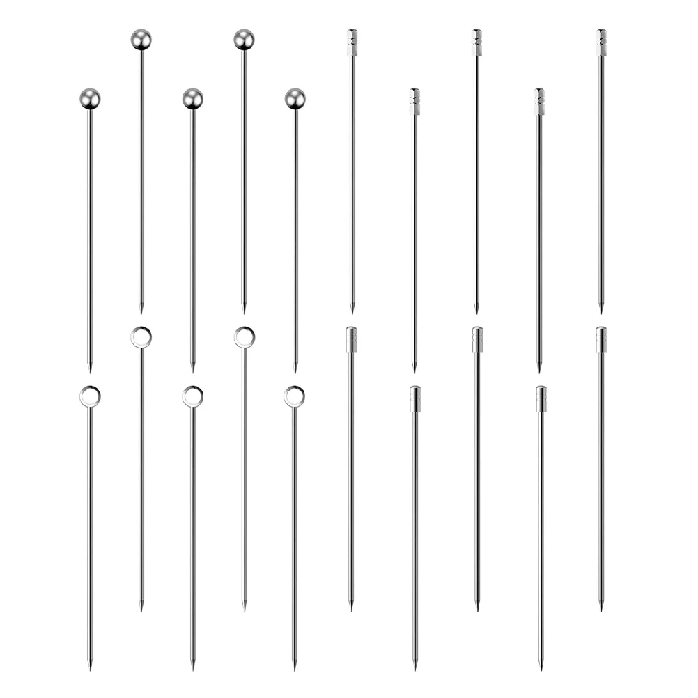 

Picks Cocktail Fruit Sticks Decorative Stainless Steel Reusable Metal Skewers
