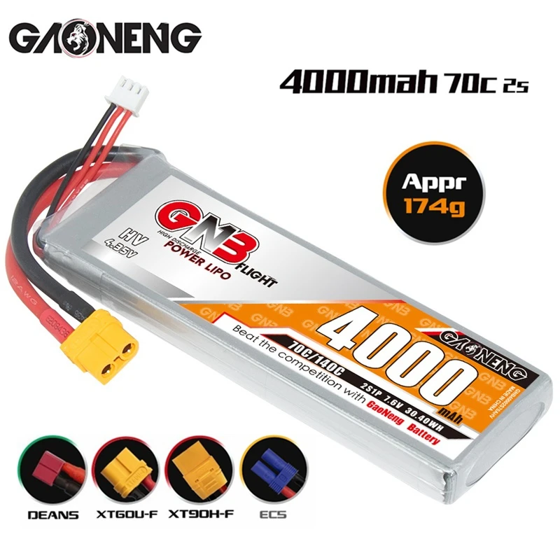 

GNB HV 2S 7.6V 4000mAh 70C/140C LiPo Battery For RC Helicopter Airplane RC Car Boat Parts With XT60 EC5 Plug 7.6V Battery