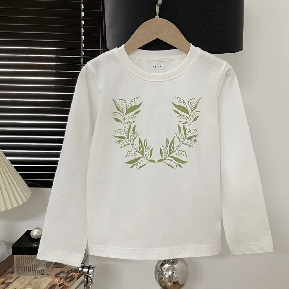 

Pre sale Send 8.20th baby girls tops Autumn Long Sleeve T-shirt White floral print casual top