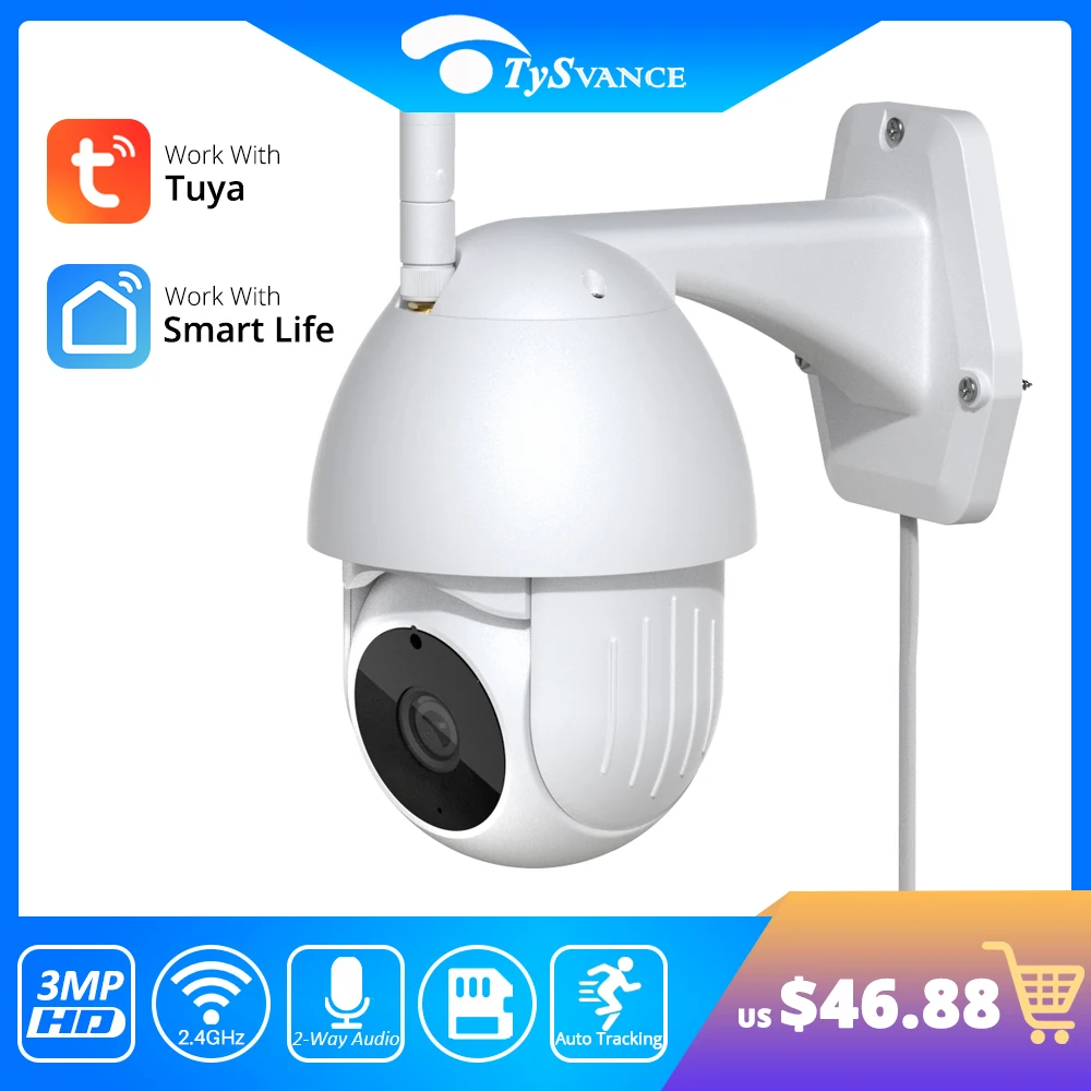 

3MP HD Tuya PTZ IP Camera AI Human Detection Waterproof WiFi Security Cameras Auto Tracking P2P Video Surveillance Smart Life