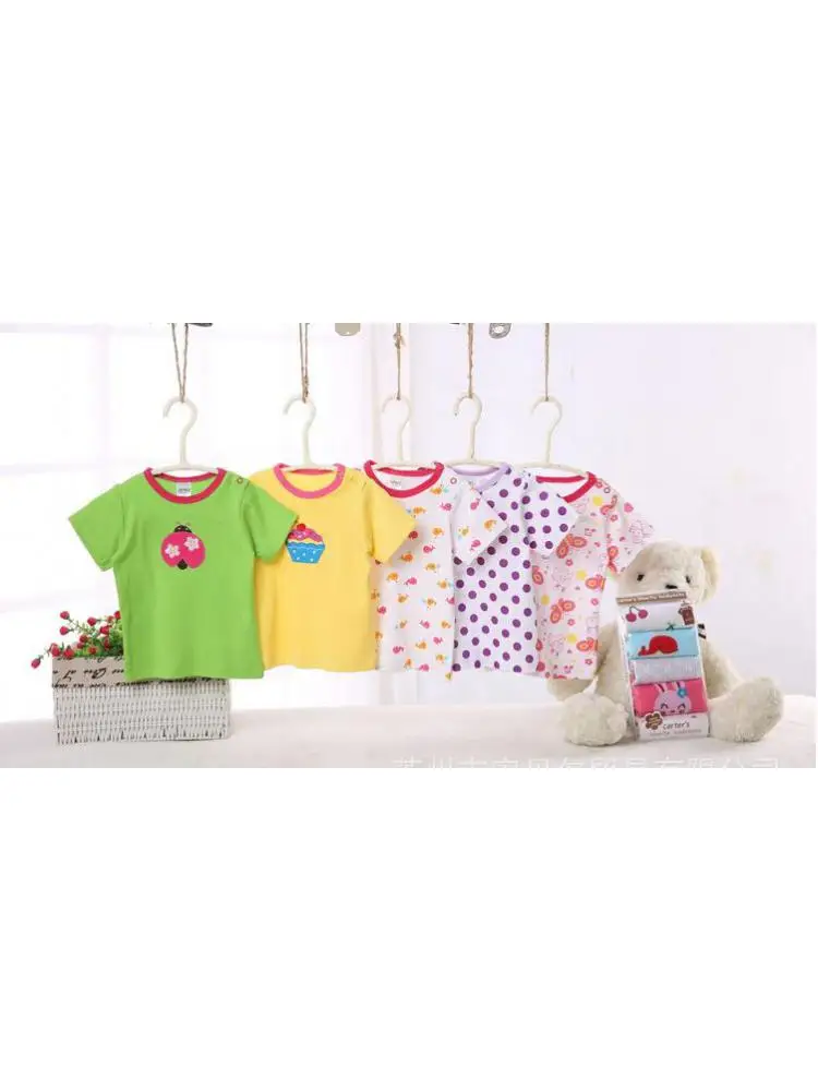 

5pcs Summer Neck Shoulder Excluding Cotton Cultivate One&39s Morality Short Sleeve Baby T-shirt Boy Girl Clothes Design