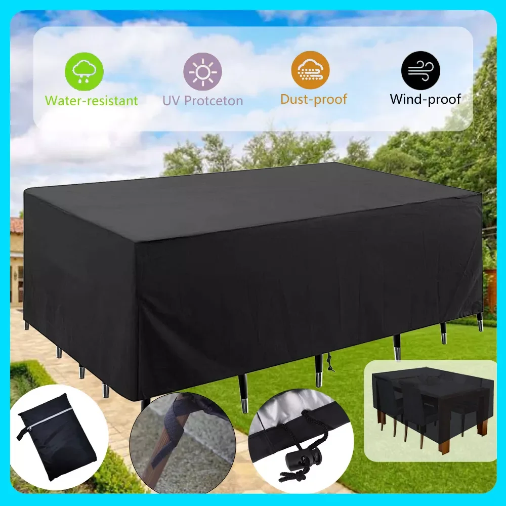 

NEW2023 Waterproof Garden Furniture Cover, Black, Dustproof, Rainproof, Sunproof, Snowproof, For Sofa, Table, Chair, Waterproof
