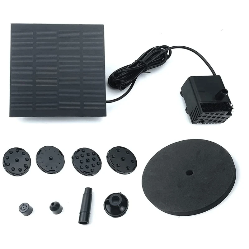 

1.2W Square Solar Bird Bath Fountain Solar Powered Water Fountain with Nozzles Floating Solar Pond Pump Easy to Install