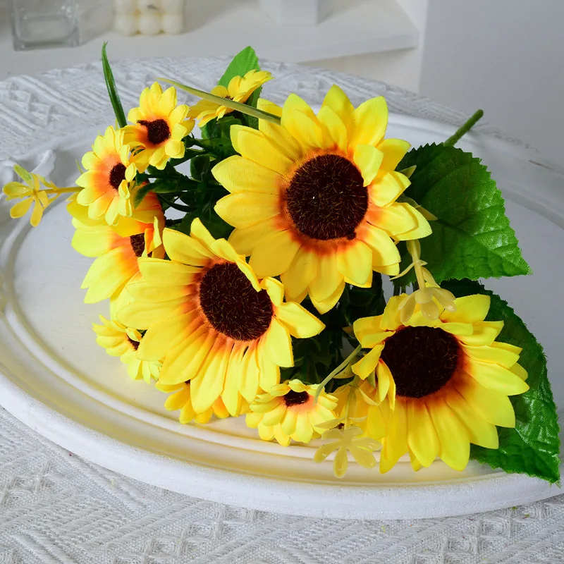 

Имитация цветов подсолнухи Искусственные цветы мебель для дома свадебное украшение реквизит для фотосъемки церемония выпускного