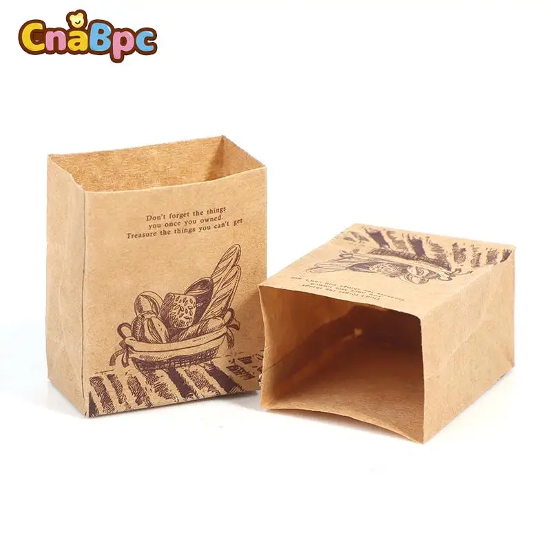 

1Pc 1/12 Dollhouse Miniature Bread Food Packaging Paper Bag Kraft Paper Bag Shopping Bag Model Ornament Dolls DIY Decor Toys