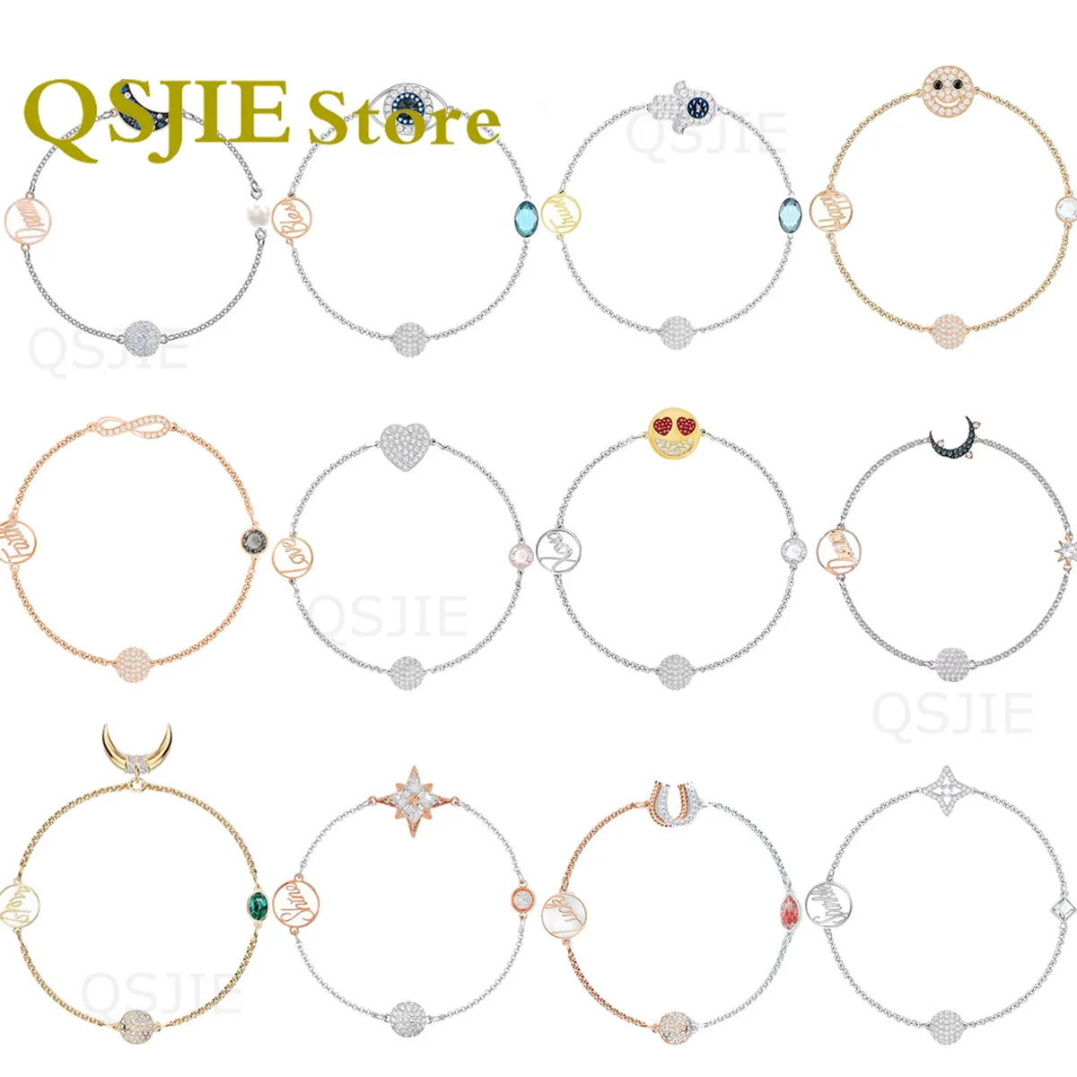 

Fashion Jewelry Original Swa1:1 Bracelet Charm Exquisite Star Moon Devil Palm Smiley Female Magnetic Buckle Bracelet for Women