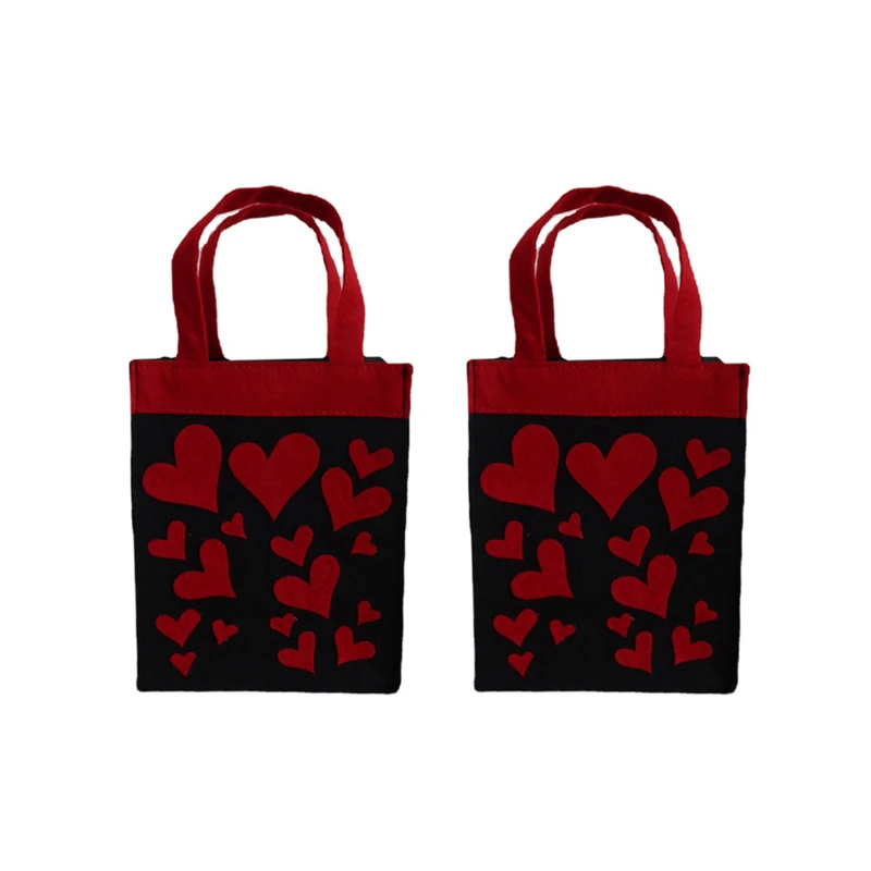 

Valentines Day Gift Bag Love Heart Candy Bag With Handle Cloth Handbag High Quality Presents Box Party Favors Supplies New