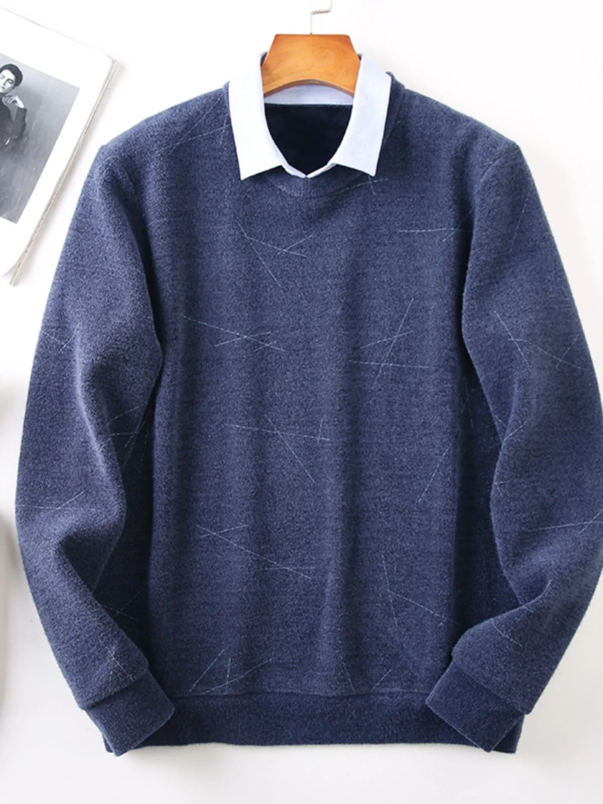 Воротник рубашки на флисовой подкладке двухсекционная деловая повседневная