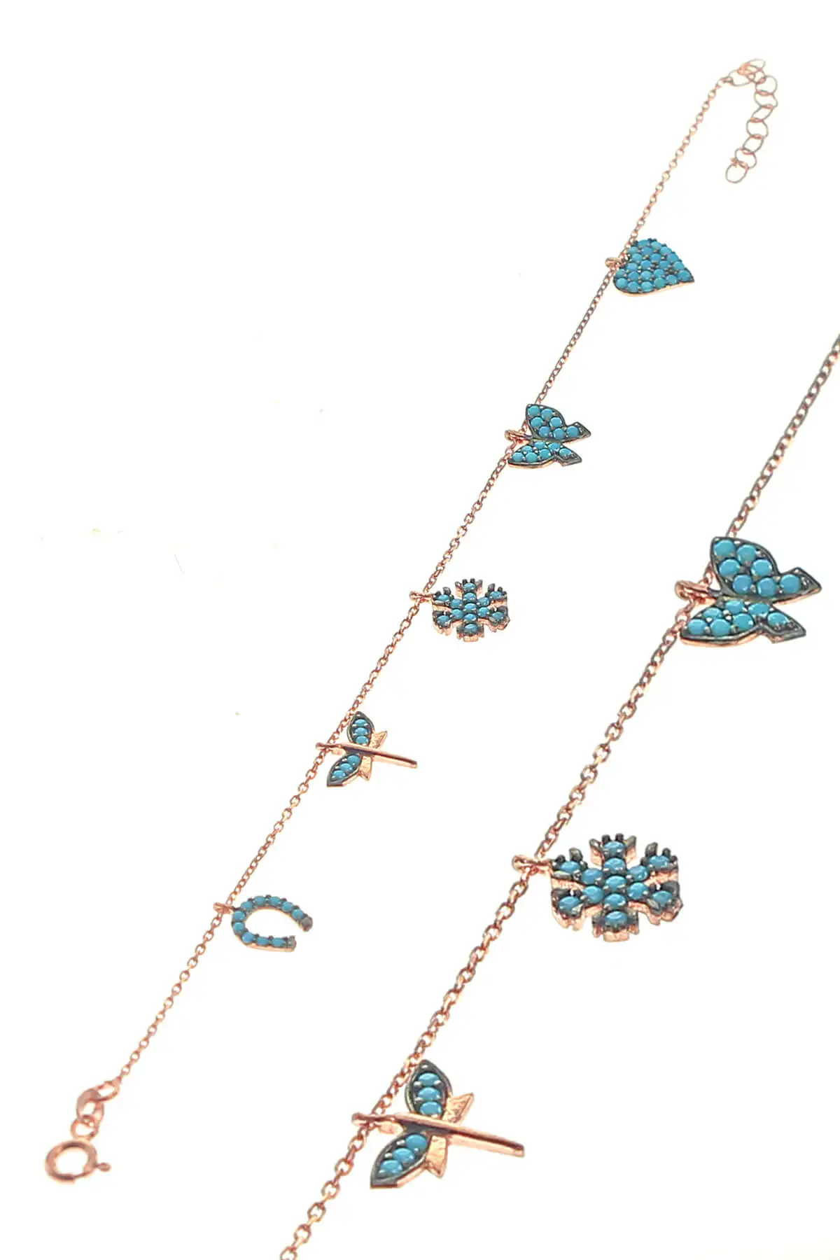 

Women's Rose Color Silver Turquoise Stone Luck Bracelet 2021 Fashion Jewelry
