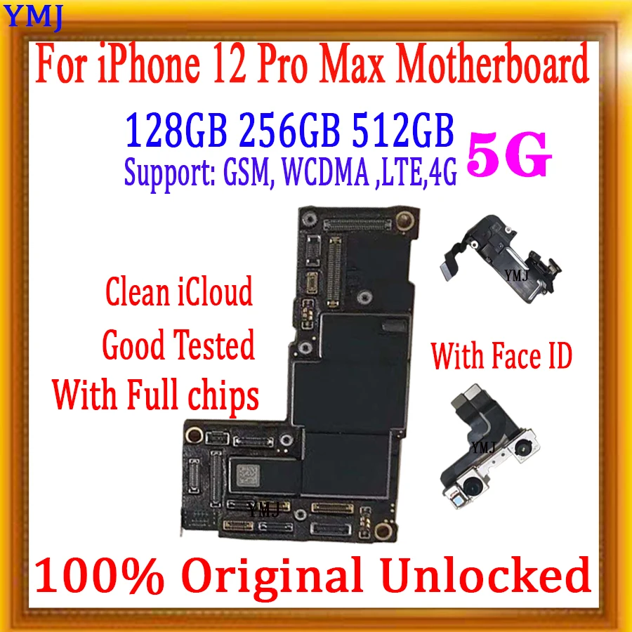 

Полностью разблокированная материнская плата для iphone 12 Pro max, 128 ГБ, 256 ГБ, 512 ГБ, 100% оригинальная разборная материнская плата с системой IOS