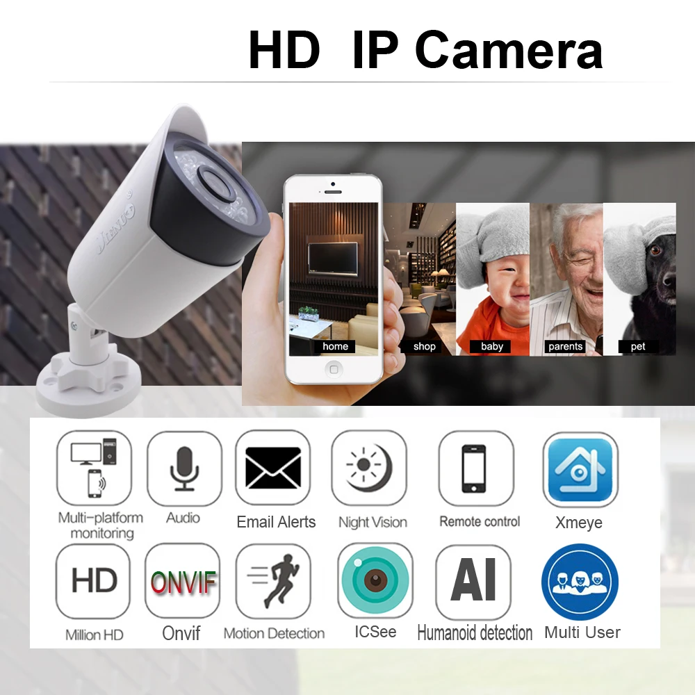 JIENUO 5MP IP Camera POE Security Surveillance Infrared Smart Video Indoor Outdoor Cctv Waterproof XMeye 4MP Audio Home Net Cam images - 6